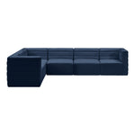 Quincy 126" Velvet Upholstered Comfort 6pc. Modular Sectional in Navy