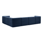 Quincy 126" Velvet Upholstered Comfort 6pc. Modular Sectional in Navy
