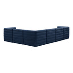 Quincy 126" Velvet Upholstered Comfort 6pc. Modular Sectional in Navy