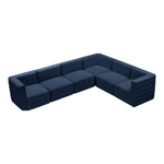 Quincy 126" Velvet Upholstered Comfort 6pc. Modular Sectional in Navy