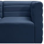 Quincy 126" Velvet Upholstered Comfort 6pc. Modular Sectional in Navy