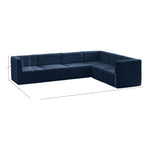 Quincy 126" Velvet Upholstered Comfort 6pc. Modular Sectional in Navy