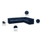 Quincy 126" Velvet Upholstered Comfort 6pc. Modular Sectional in Navy