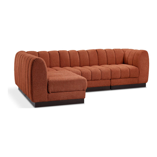Quinn 101" Chenille Fabric Upholstered 4pc. Modular Sectional in Cognac