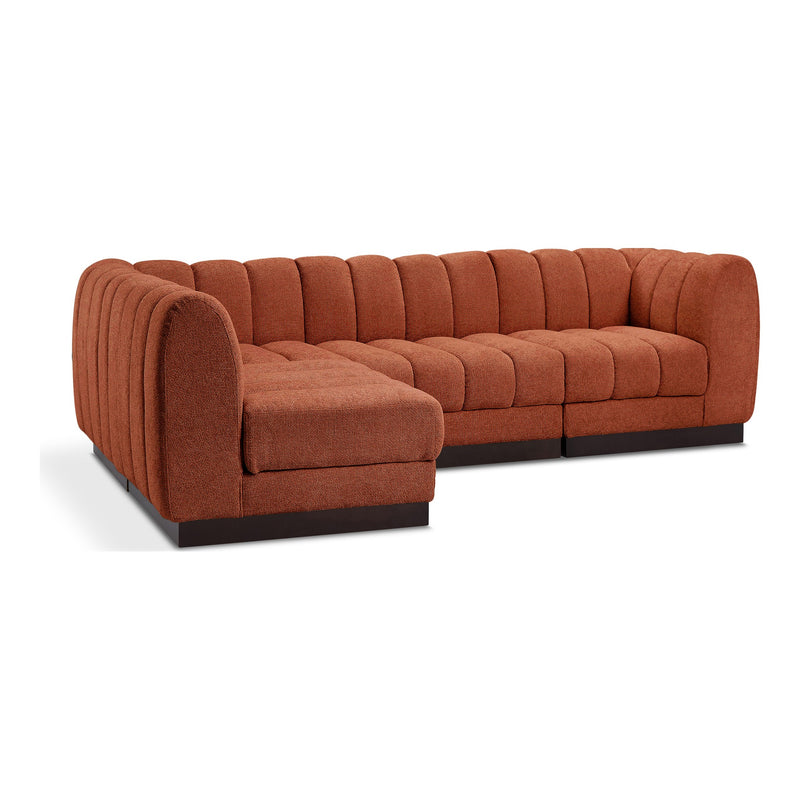 Quinn 101" Chenille Fabric Upholstered 4pc. Modular Sectional in Cognac