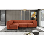 Quinn 101" Chenille Fabric Upholstered 4pc. Modular Sectional in Cognac