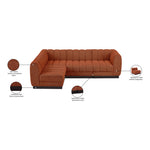 Quinn 101" Chenille Fabric Upholstered 4pc. Modular Sectional in Cognac
