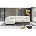 Quinn 101" Chenille Fabric Upholstered 4pc. Modular Sectional in Cream