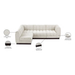 Quinn 101" Chenille Fabric Upholstered 4pc. Modular Sectional in Cream