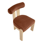 Arienzo Velvet Performance Fabric Upholstered Dining Chair in Cognac