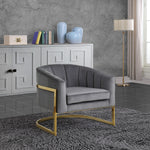 Carter Velvet Upholstered Accent Chair in Grey
