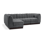 Quinn 101" Chenille Fabric Upholstered 4pc. Modular Sectional in Grey