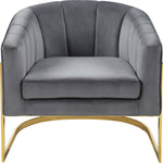 Carter Velvet Upholstered Accent Chair in Grey