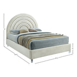 Rainbow Velvet Upholstered King Bed in Cream