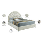 Rainbow Velvet Upholstered King Bed in Cream