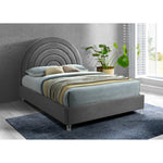 Rainbow Velvet Upholstered King Bed in Grey