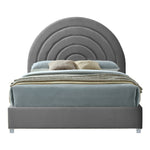 Rainbow Velvet Upholstered King Bed in Grey