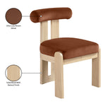 Arienzo Velvet Performance Fabric Upholstered Dining Chair in Cognac