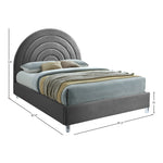 Rainbow Velvet Upholstered King Bed in Grey