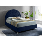 Rainbow Velvet Upholstered King Bed in Navy