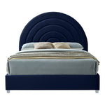 Rainbow Velvet Upholstered King Bed in Navy
