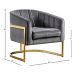 Carter Velvet Upholstered Accent Chair in Grey