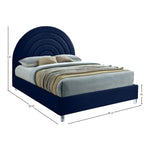 Rainbow Velvet Upholstered King Bed in Navy