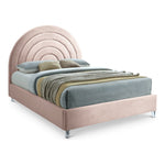 Rainbow Velvet Upholstered King Bed in Pink