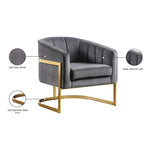 Carter Velvet Upholstered Accent Chair in Grey
