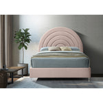 Rainbow Velvet Upholstered King Bed in Pink