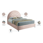 Rainbow Velvet Upholstered King Bed in Pink