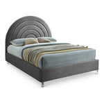 Rainbow Velvet Upholstered Queen Bed in Grey