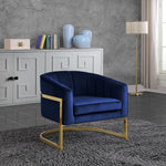 Carter Velvet Upholstered Accent Chair in Navy