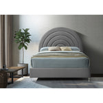 Rainbow Velvet Upholstered Queen Bed in Grey