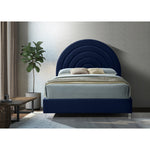 Rainbow Velvet Upholstered Queen Bed in Navy