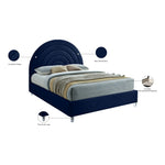 Rainbow Velvet Upholstered Queen Bed in Navy