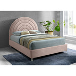 Rainbow Velvet Upholstered Queen Bed in Pink