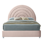 Rainbow Velvet Upholstered Queen Bed in Pink