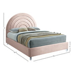 Rainbow Velvet Upholstered Queen Bed in Pink