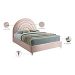 Rainbow Velvet Upholstered Queen Bed in Pink