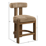Arienzo Velvet Performance Fabric Upholstered Counter Stool in Beige