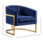 Carter Velvet Upholstered Accent Chair in Navy