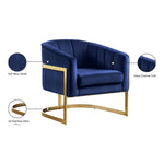 Carter Velvet Upholstered Accent Chair in Navy