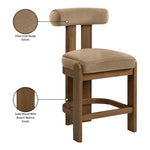 Arienzo Velvet Performance Fabric Upholstered Counter Stool in Beige