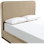 Rava Velvet Upholstered King Bed in Beige / Brown