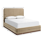 Rava Velvet Upholstered King Bed in Beige / Brown