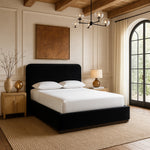 Rava Velvet Upholstered King Bed in Black / Taupe