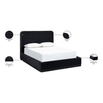 Rava Velvet Upholstered King Bed in Black / Taupe