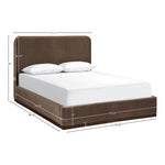 Rava Velvet Upholstered King Bed in Brown / Beige