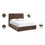 Rava Velvet Upholstered King Bed in Brown / Beige
